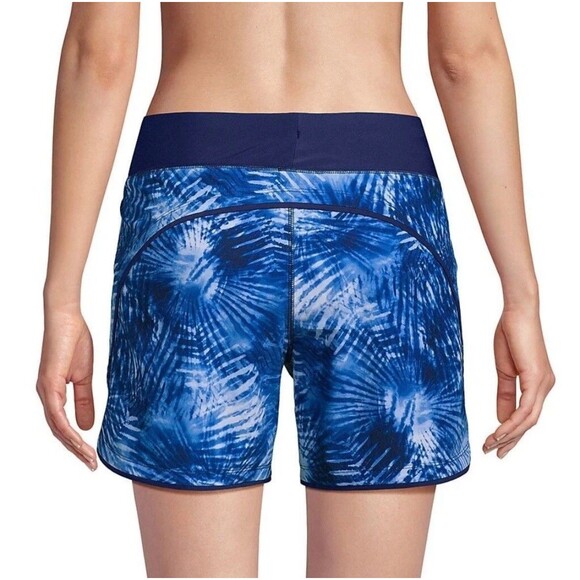 LANDS' END WOMEN'S QUICK DRY 5-INCH SWIM SHORTS WITH PANTY Size 8 Blue Swirl - Picture 3 of 16